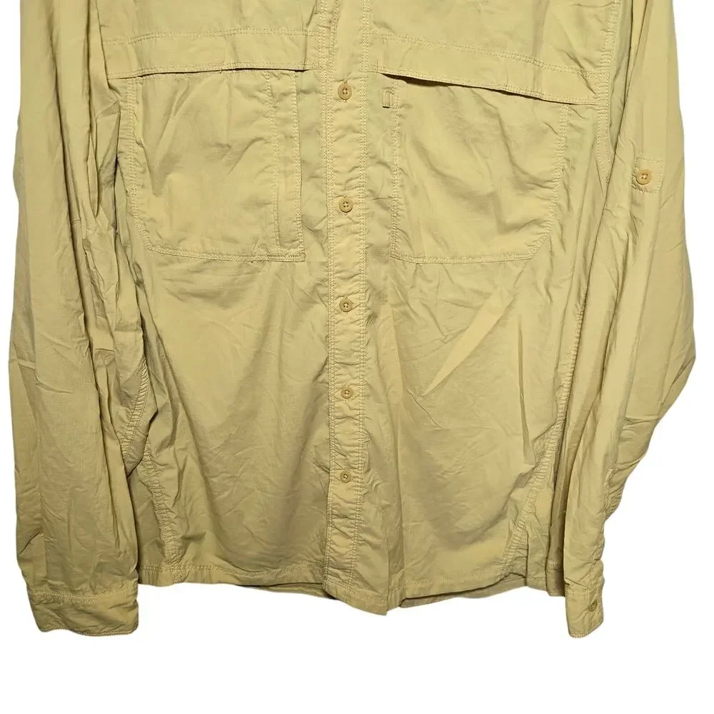 The North Face Mens Yellow Med Long Sleeve Vented Hiking Btton Down Shirt